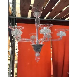 New Pamono Transparent Murano Glass Chandelier with Trasparent Rostrato Boubeches by Simoeng