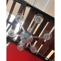 New Pamono Transparent Murano Glass Chandelier with Trasparent Rostrato Boubeches by Simoeng