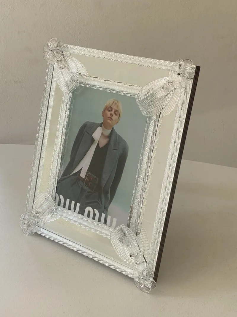 Outlet Pamono Transparent Photo Frame Mirror in Murano Glass by Simoeng