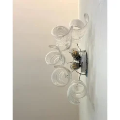 Pamono Transparent Ricci Murano Glass Wall Sconces by Simoeng, Set of 6><noscript><img width=
