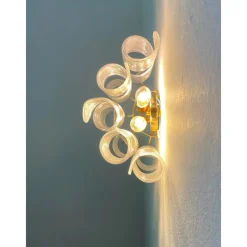 Sale Pamono Transparent Ricci Murano Glass Gold 24k Wall Sconces by Simoeng, Set of 2