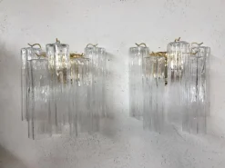 Outlet Pamono Transparent “Tronchi” Murano Glass Wall Sconces from Murano Glass, Set of 2