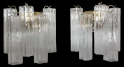 Outlet Pamono Transparent “Tronchi” Murano Glass Wall Sconces from Murano Glass, Set of 2