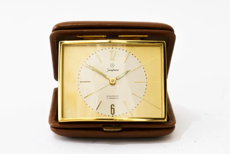 Pamono Travel Leather Alarm Clock from Junghans, 1960s> Clocks
