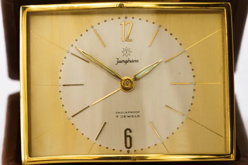 Pamono Travel Leather Alarm Clock from Junghans, 1960s> Clocks
