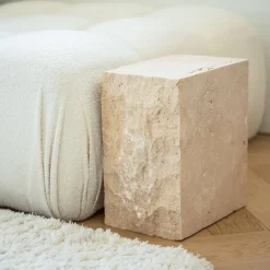 Outlet Pamono Travertine Block Side Table from Kiwano Concept