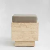 Best Pamono Travertine Cube Stool with Velvet Cushion from Kiwano Concept