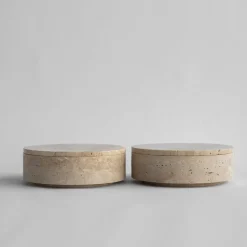 Pamono Travertine Cylinder Bowl with Lid from Kiwano Concept><noscript><img width=