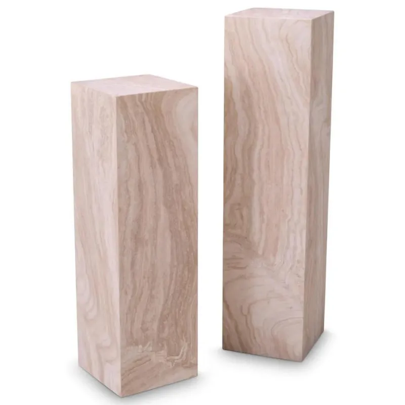 Pamono Travertine Marble Columns, Set of 2> Pedestals And Columns