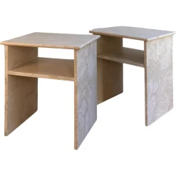 Pamono Travertino Al Verso Bedside Tables by Almarmo, Set of 2> Tables