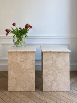 Pamono Travertino Al Verso Bedside Tables by Almarmo, Set of 2><noscript><img width=