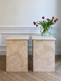Pamono Travertino Al Verso Bedside Tables by Almarmo, Set of 2><noscript><img width=
