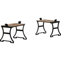 Pamono Trädgårdsmöbel Nr 2 Stools in Cast Iron and Painted Wood attributed to Folke Bensow, 1920, Set of 2> Garden Seating
