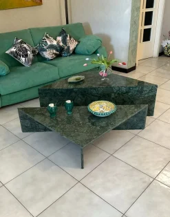 Pamono Triangle Marble Coffee Table in Real Marble by Andrea Grasso, Set of 2><noscript><img width=