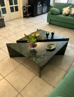 Pamono Triangle Marble Coffee Table in Real Marble by Andrea Grasso, Set of 2><noscript><img width=