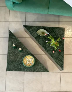 Pamono Triangle Marble Coffee Table in Real Marble by Andrea Grasso, Set of 2><noscript><img width=