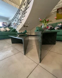 Pamono Triangle Marble Coffee Table in Real Marble by Andrea Grasso, Set of 2><noscript><img width=