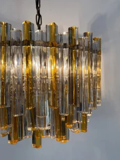 Pamono Triedri Series Chandelier in Murano Glass from Venini, Italy, 1960s><noscript><img width=
