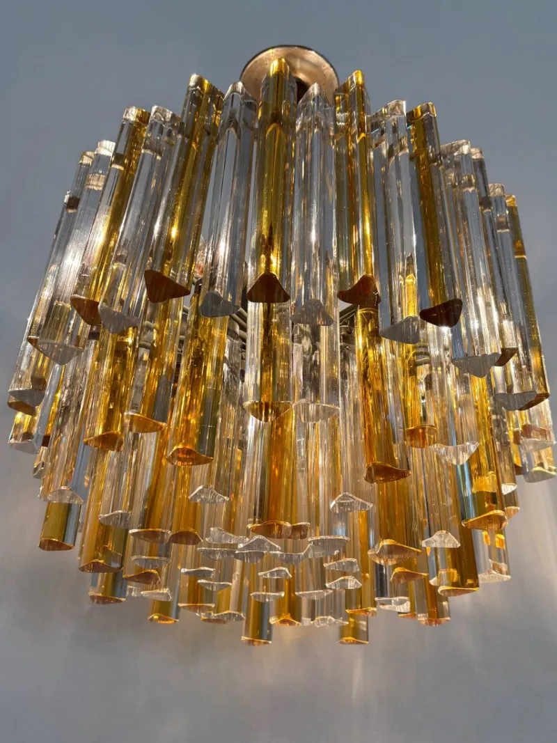 Pamono Triedri Series Chandelier in Murano Glass from Venini, Italy, 1960s> Ceiling Lights