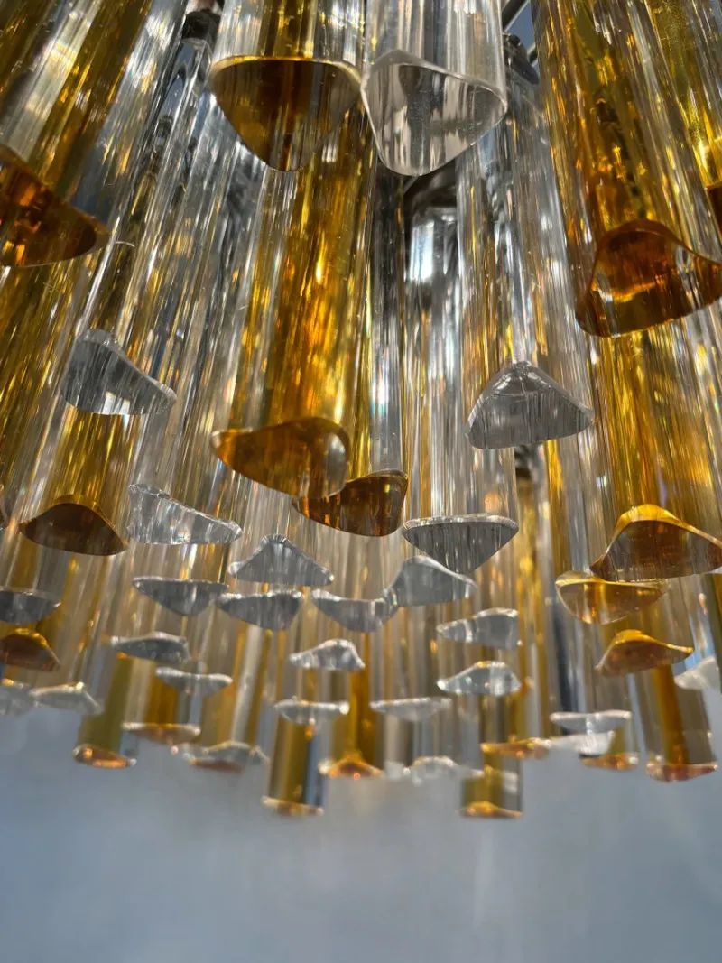 Pamono Triedri Series Chandelier in Murano Glass from Venini, Italy, 1960s> Ceiling Lights