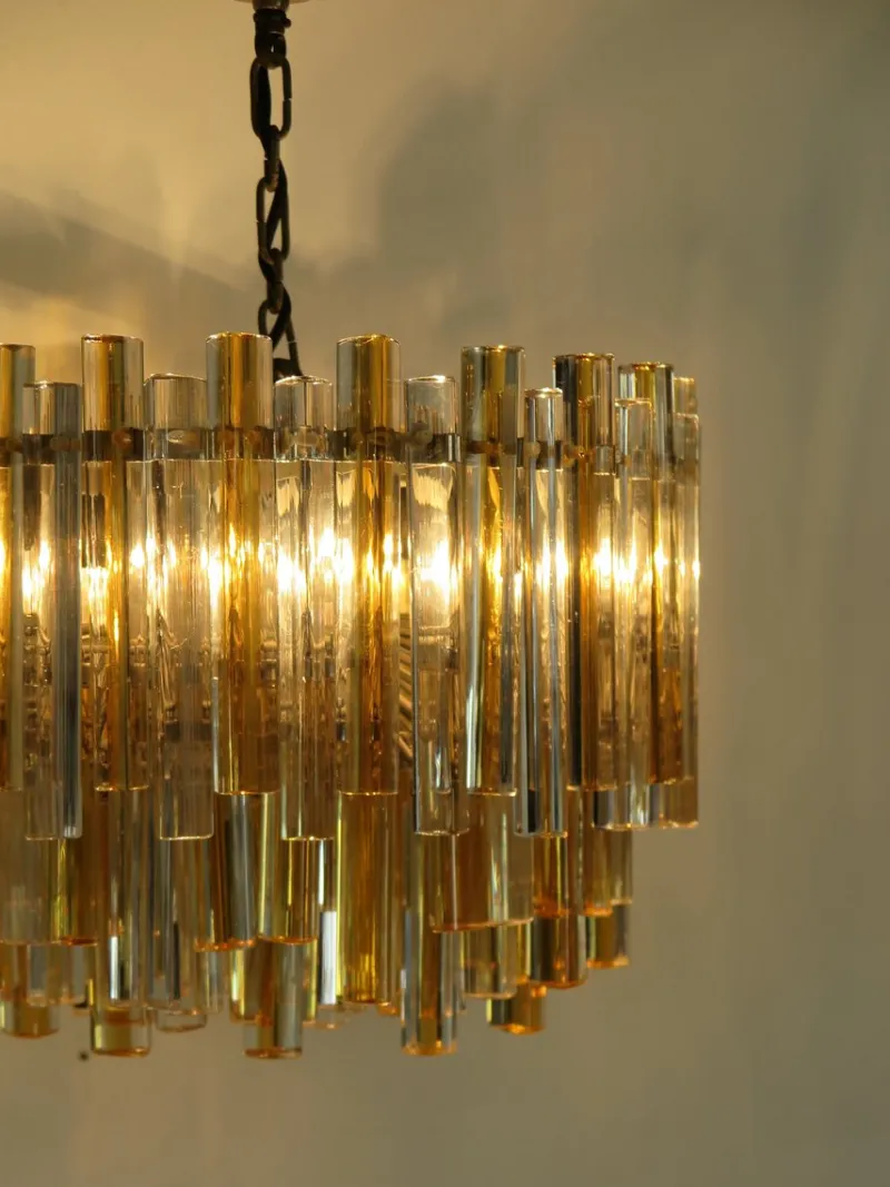 Pamono Triedri Series Chandelier in Murano Glass from Venini, Italy, 1960s> Ceiling Lights