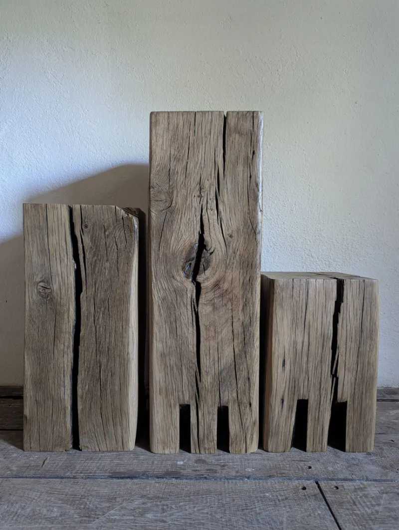 Pamono Trio of Oak Monoliths by Atelier Bloam, Set of 3> Tables
