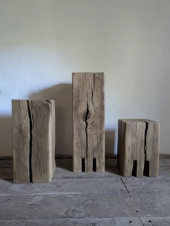 Pamono Trio of Oak Monoliths by Atelier Bloam, Set of 3><noscript><img width=