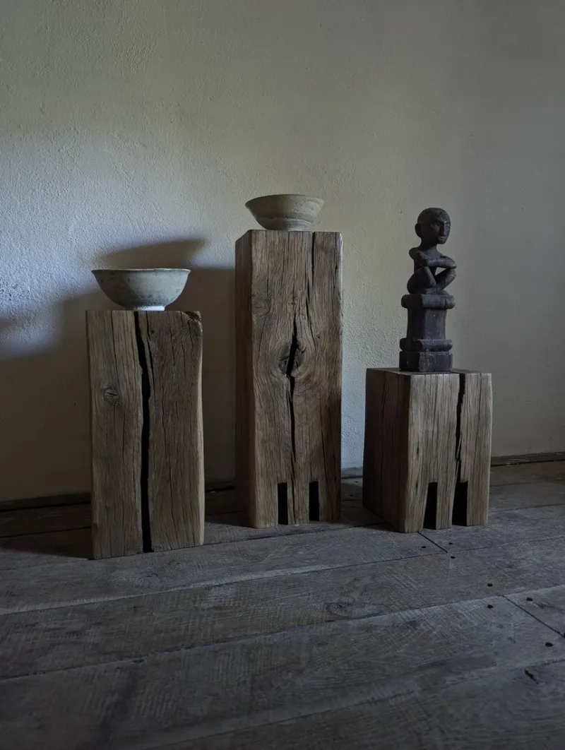 Pamono Trio of Oak Monoliths by Atelier Bloam, Set of 3> Tables