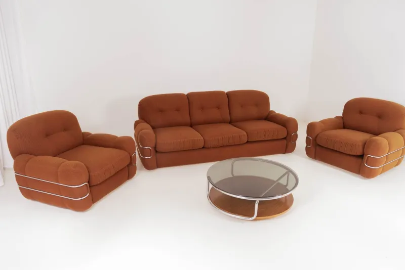 Pamono Tropicana Seating Set by Agostino Lescai for Bedding Brevetti, 1970s, Set of 3> Living Room Sets