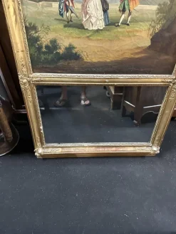 Pamono Trumeau Mirror with Romantic Painting, 1800s><noscript><img width=