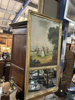 Pamono Trumeau Mirror with Romantic Painting, 1800s><noscript><img width=