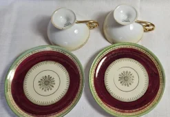 Discount Pamono Tête a Tête Service in Saxony Porcelain, 19th Century, Set of 7