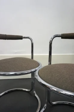 Pamono Tubular Steel Chairs, Italy, 1970s, Set of 4