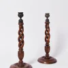 Sale Pamono Turned Wood Candlesticks, 19th Century, Set of 2