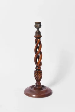 Sale Pamono Turned Wood Candlesticks, 19th Century, Set of 2