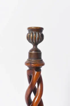 Sale Pamono Turned Wood Candlesticks, 19th Century, Set of 2