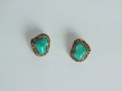 Online Pamono Turquoise and Sterling Silver Ear Clips by Erik Poul Fenster, Denmark, 1960s, Set of 2
