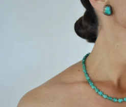 Online Pamono Turquoise and Sterling Silver Ear Clips by Erik Poul Fenster, Denmark, 1960s, Set of 2