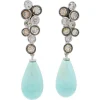Sale Pamono Turquoise, Diamonds and White Gold Earrings, Set of 2