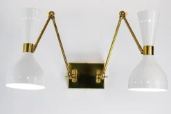 Outlet Pamono Two Arms Adjustable Articulated Sconce by Silvio Piattelli