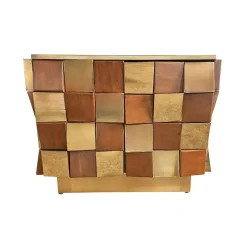 Discount Pamono Two-Door Sideboard in Brass and Wood, 1980s