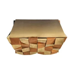 Discount Pamono Two-Door Sideboard in Brass and Wood, 1980s