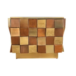 Discount Pamono Two-Door Sideboard in Brass and Wood, 1980s