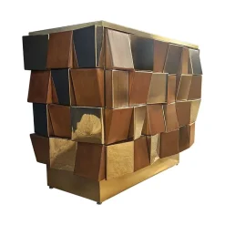 Discount Pamono Two-Door Sideboard in Brass and Wood, 1980s