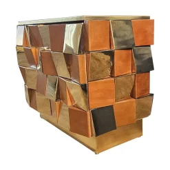 Discount Pamono Two-Door Sideboard in Brass and Wood, 1980s