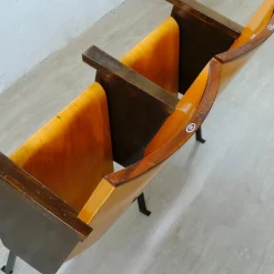 Pamono Two-Seater Cinema Armchair Bench in Numbered Two-Tone Wood, 1960s><noscript><img width=