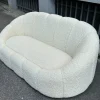 Outlet Pamono Two-Seater Sofa with Rounded Design in White Bouclé Fabric, 2000s