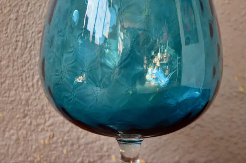 Pamono Two-Tone Blue and Clear Glass Cup from Empoli, 1970s> Glassware