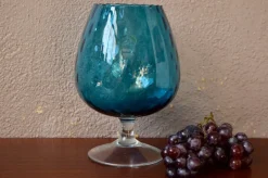 Pamono Two-Tone Blue and Clear Glass Cup from Empoli, 1970s><noscript><img width=