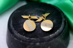 Discount Pamono Two-Tone Gold Cufflinks in Button Shape with Cut-Out Seeds, Set of 2